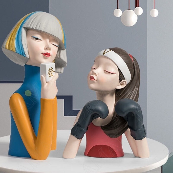 European Resin Statue - Playful Cool Girl