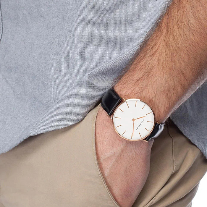 NEXORA® Elegant Silver Brown Leather Watch