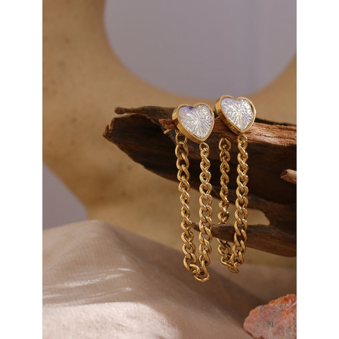 Heart Shape Earrings with Chains