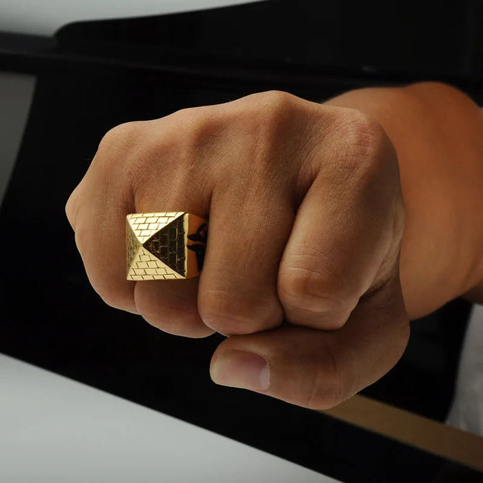 Unique Gold Pyramid Ring Stainless Steel