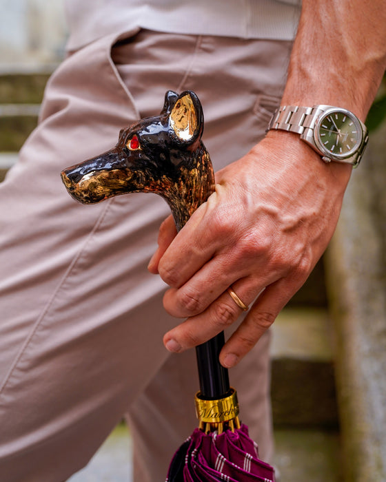 Stylish Umbrella with Gold-Plated 24K Dobermann Handle
