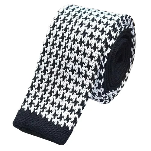 Houndstooth Knit Tie for Men - Classy Square Design