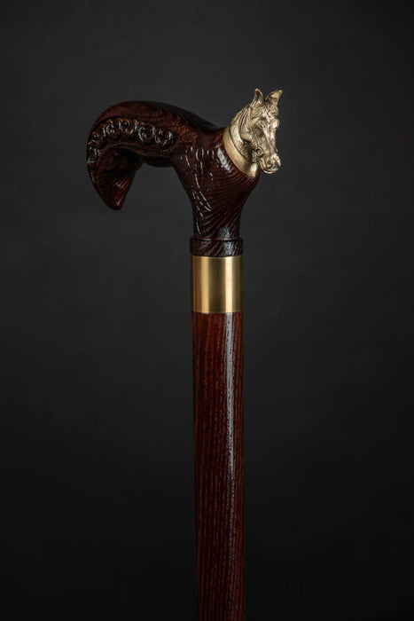 Wooden Walking Cane Horse Brass, Fashionable Walking Stick