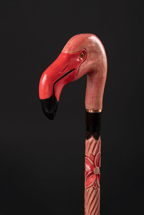 Wood Carved Walking Sticks For Women, Flamingo Walking Cane