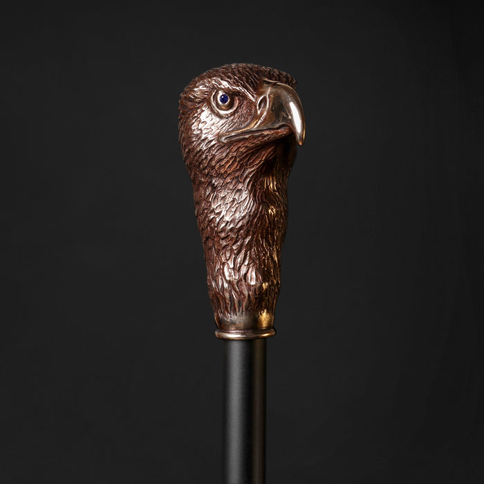 Jewelry Handle Hawk Bronze with Blue Eyes - Luxury Walking Cane