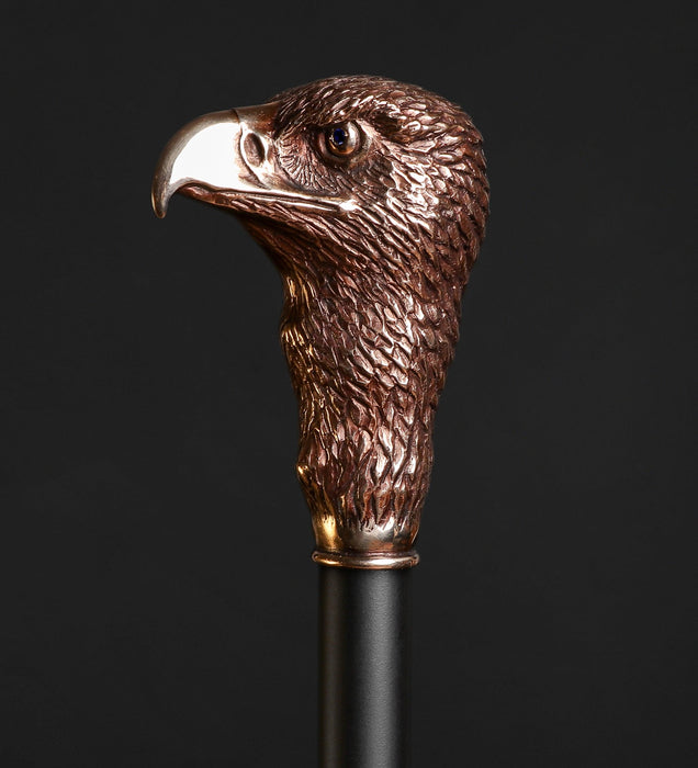 Jewelry Handle Hawk Bronze with Blue Eyes - Luxury Walking Cane