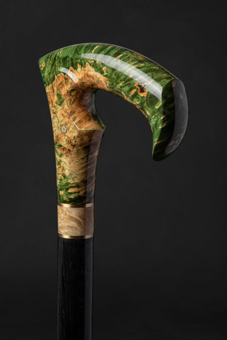 Modern Green Burl Handle Walking Cane, Comfortable Style