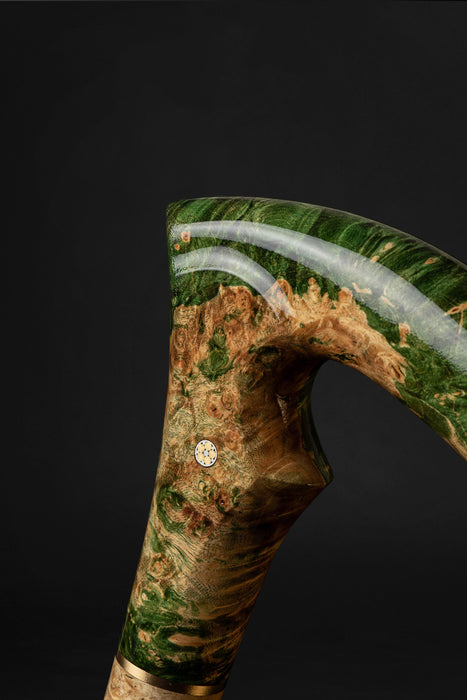 Modern Green Burl Handle Walking Cane, Comfortable Style