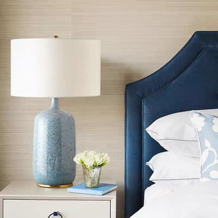 Modern Table Lamp with Ceramic Base and Fabric Shade