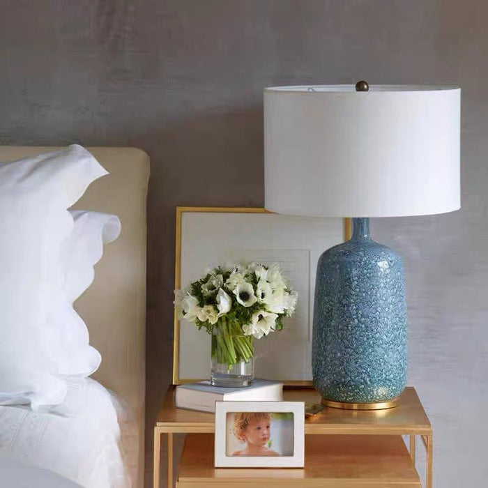 Modern Table Lamp with Ceramic Base and Fabric Shade