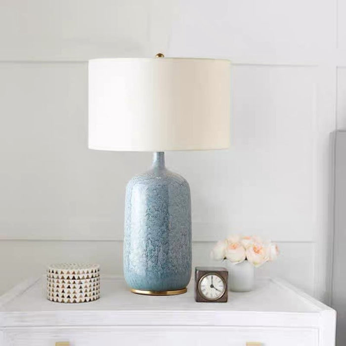 Modern Table Lamp with Ceramic Base and Fabric Shade
