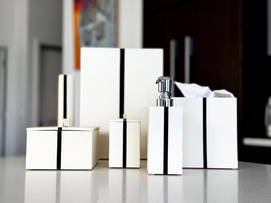 Santorini Bathroom Set – Quartz-Style Resin, 6-Piece Design