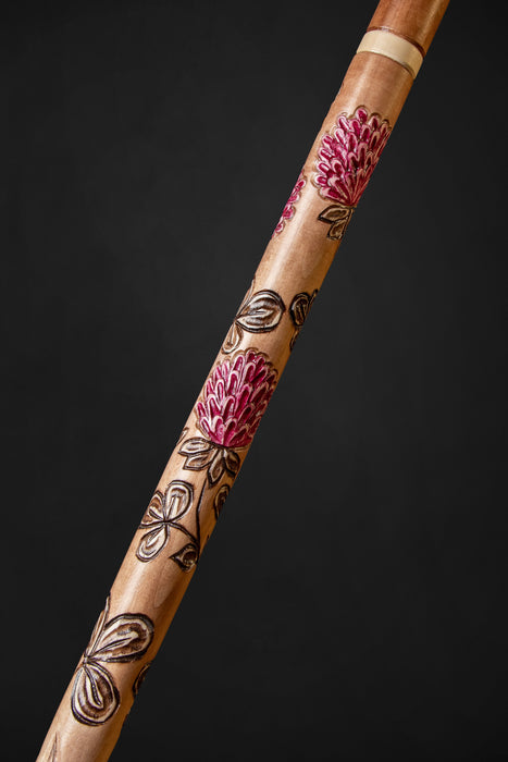 Beiger Gehstock für Damen Kamillenblüte, Holzstab