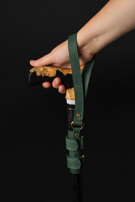 Leather Strap For Walking Stick Green Walking Cane Wrist Strap
