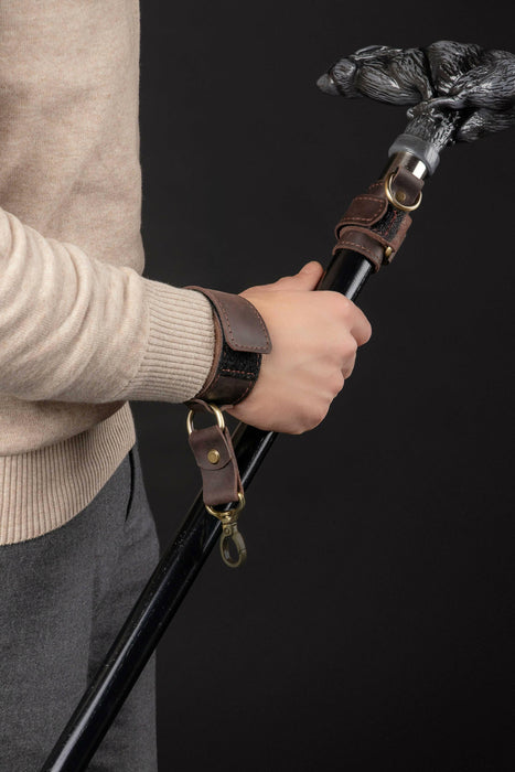 Leather Wrist Strap + Wristband For Walking Sticks and Canes