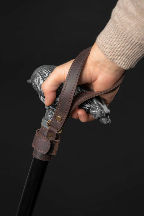 Walking Stick Wrist Cord - 1 Clamp Dark Brown Wrist Strap