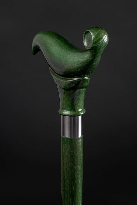 Unisex Green Derby Handle Walking Stick Topaz Unique Design