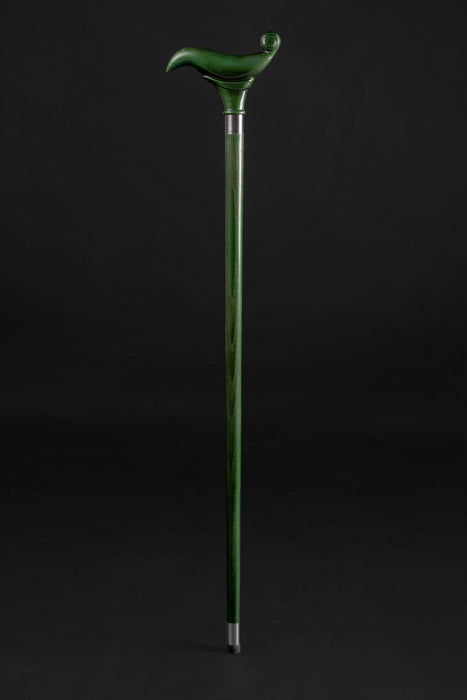 Unisex Green Derby Handle Walking Stick Topaz Unique Design
