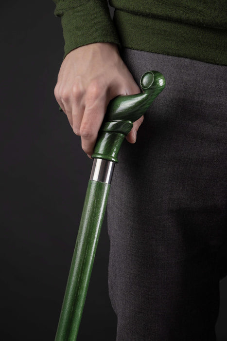 Unisex Green Derby Handle Walking Stick Topaz Unique Design