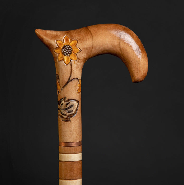 Luxurious Women Cane Sunflower Ornaments, Hand-Carved