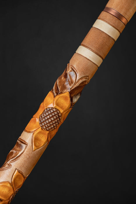 Luxurious Women Cane Sunflower Ornaments, Hand-Carved