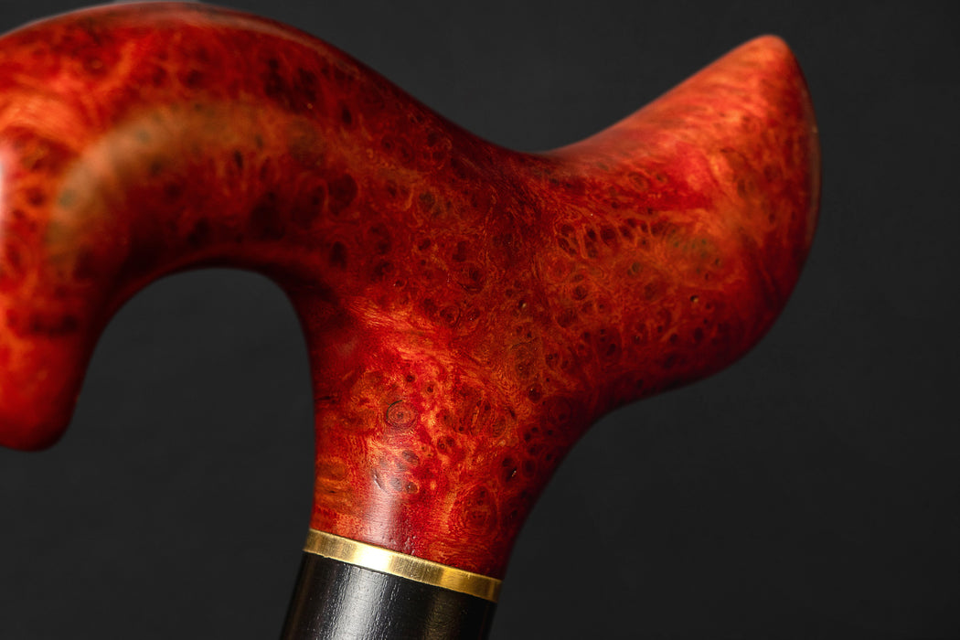 Ergonomic Red Maple Burl Walking Cane with Comfortable Hand Grip