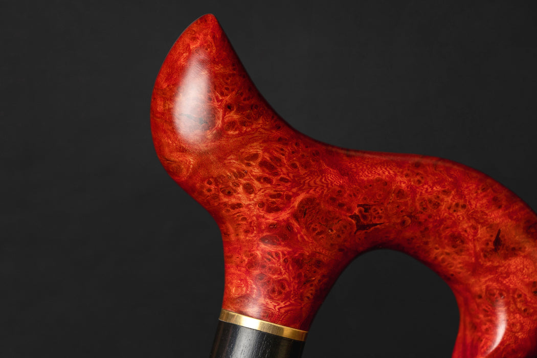 Ergonomic Red Maple Burl Walking Cane with Comfortable Hand Grip