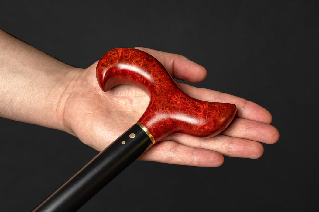 Ergonomic Red Maple Burl Walking Cane with Comfortable Hand Grip