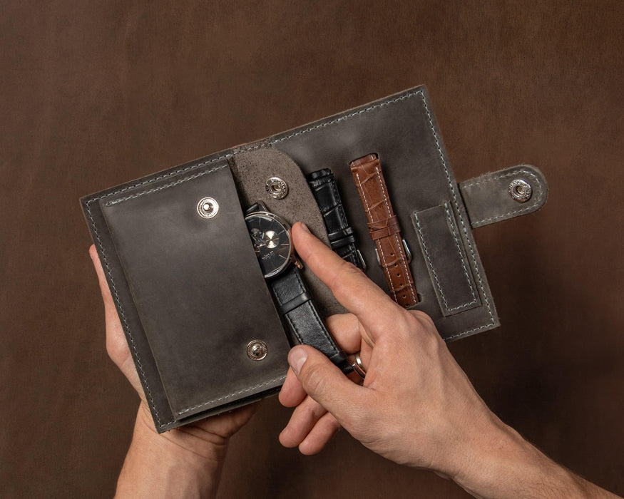 Leather Watch And Strap Case, Travel Accessories, Pouch Watch