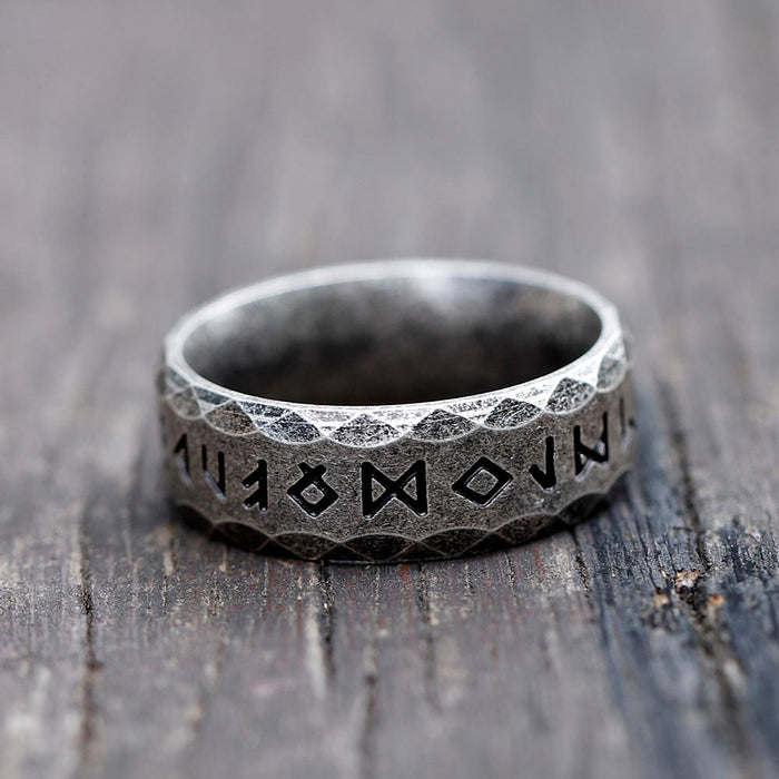 Stainless Steel Viking Runes Ring 316L Titanium
