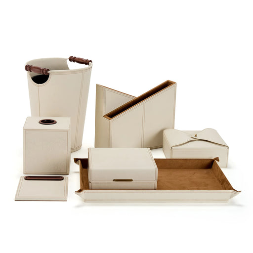 Luxury Ivory Organizer Set – Suede Lining & Wood Details