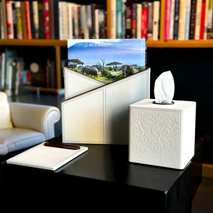 Luxury Ivory Organizer Set – Suede Lining & Wood Details