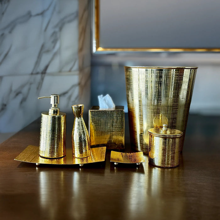 Gold Brass Bathroom Accessory Set – 7-Piece Luxury Design