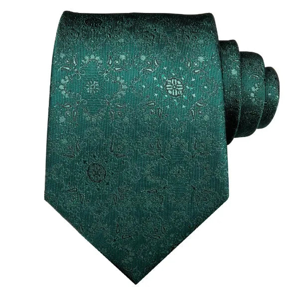 Jade Green Floral Silk Tie for Classy Men