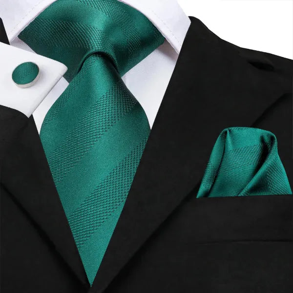 Silk Tie for Men in Classy Jade Green with Stripes
