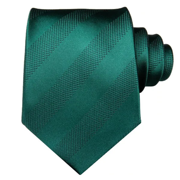 Silk Tie for Men in Classy Jade Green with Stripes