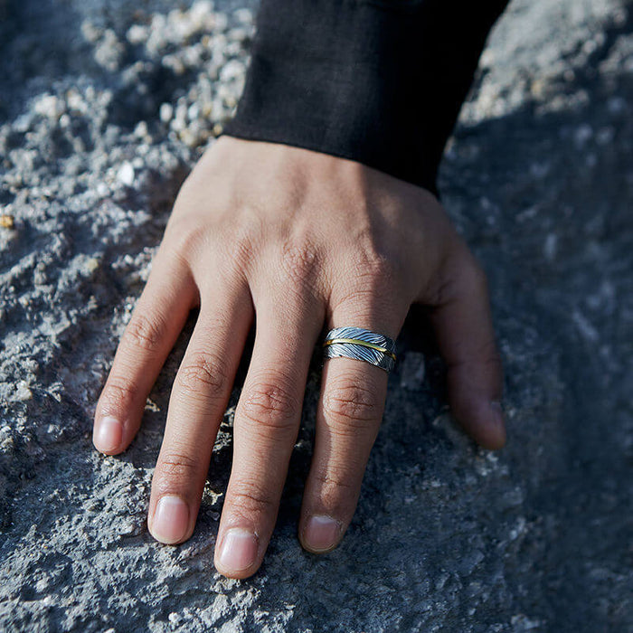 Adjustable Feather Ring 925 Silver