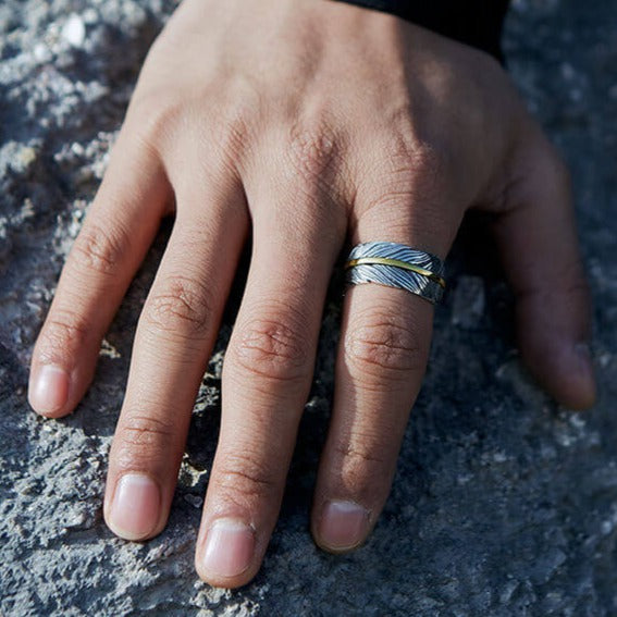 Adjustable Feather Ring 925 Silver