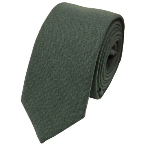 Khaki Green Cotton Necktie for Classy Men - Elegant and Versatile Accessory