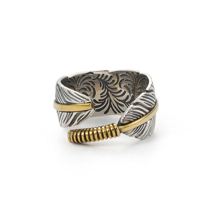 Adjustable Feather Ring 925 Silver