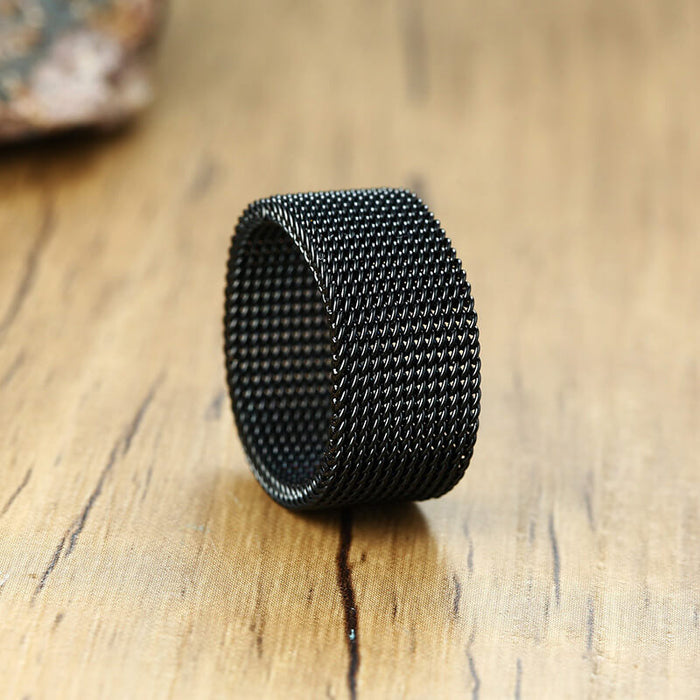 Fashionable Black Mesh Ring Stainless Steel