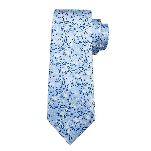 Light Blue Floral Silk Necktie for Classy Men