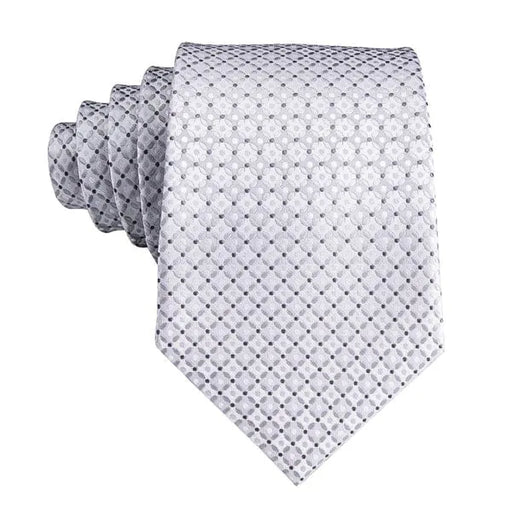 Light Silver Silk Tie with White Dots - Classy Accessory for Men