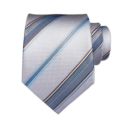 Light Blue Metallic Striped Silk Tie for Classy Men