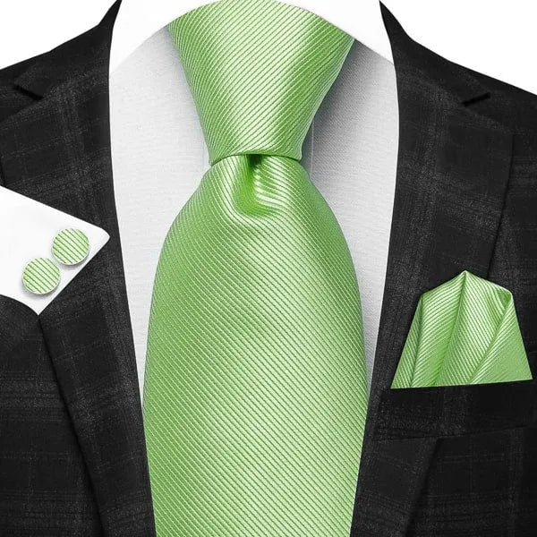 Light Green Striped Silk Tie for Classy Men