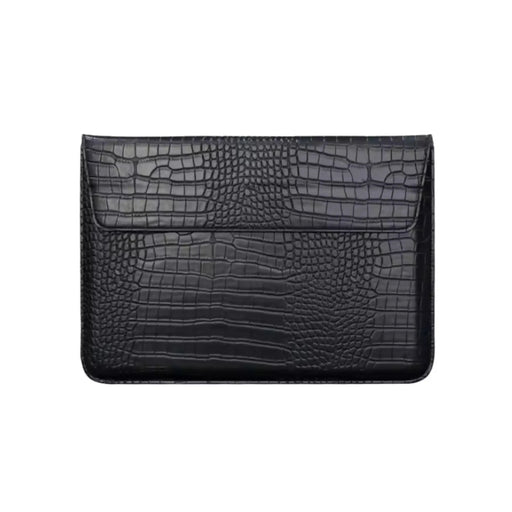 Crocodile Textured PU Leather Laptop Sleeve with Built-In Stand