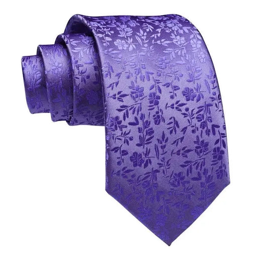 Lilac Floral Silk Necktie for Men - Elegant Accessory for Formal Occasions