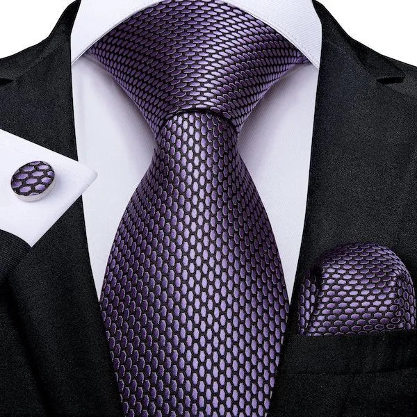 Elegant Lilac Hexagon Silk Necktie for Men