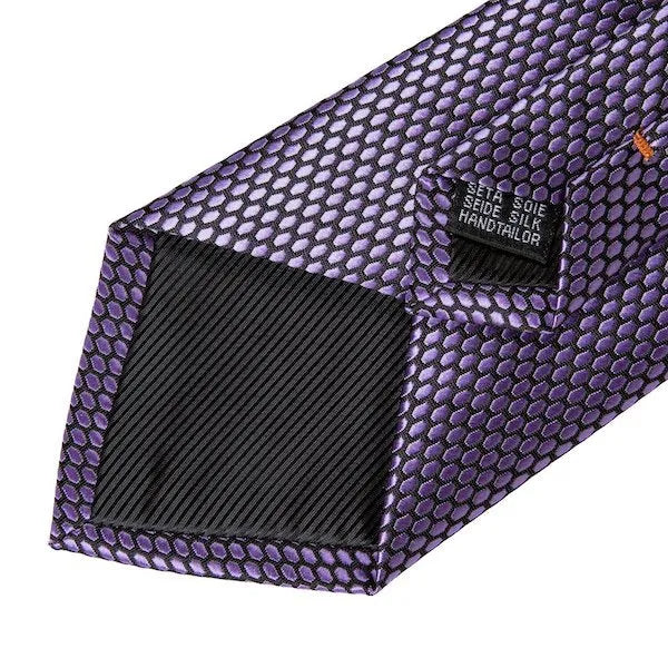 Elegant Lilac Hexagon Silk Necktie for Men