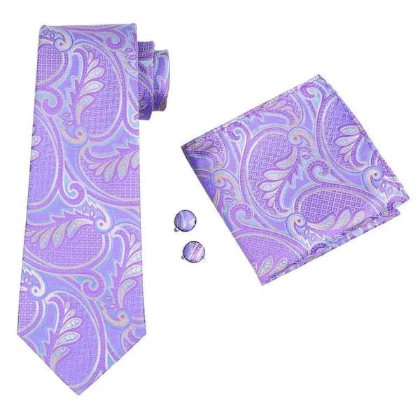 Silk Tie in Pastel Lilac Paisley Design for Classy Men